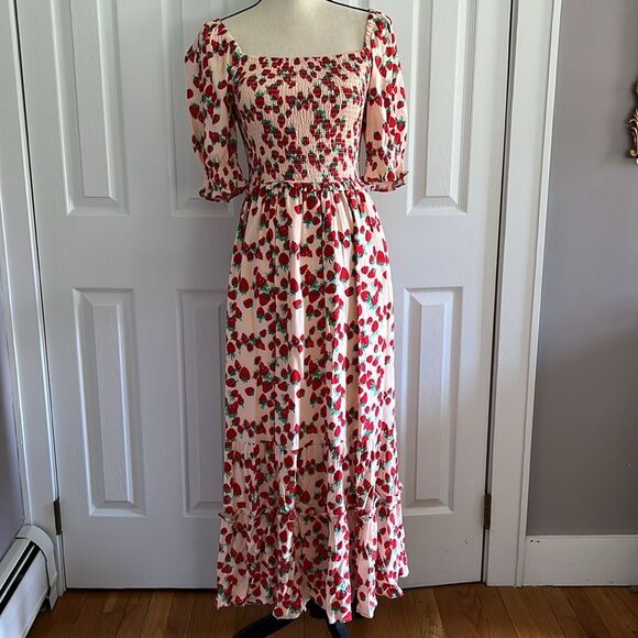 Betsey Johnson Strawberry Feilds Challis Midi Dress size XS - Picture 3 of 12